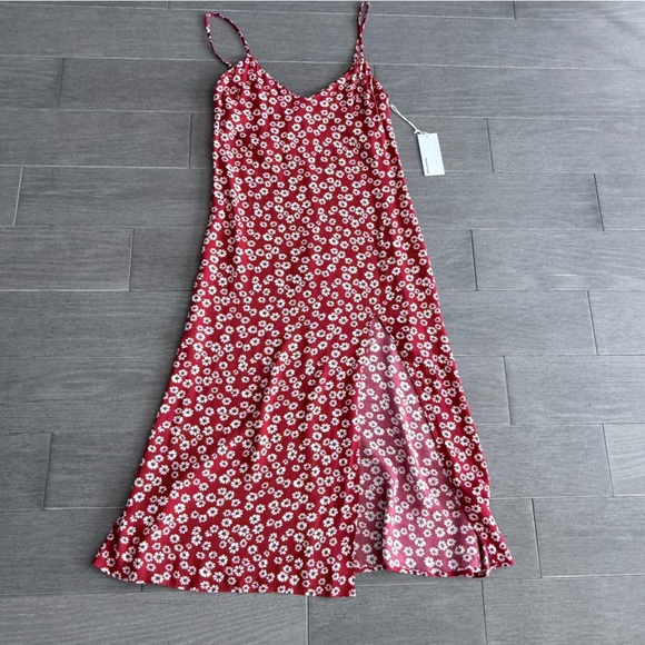 NWT REFORMATION CRIMINI DRESS JENNA Size 4 Red Floral Midi Summer Slit Boho Chic - Picture 14 of 16
